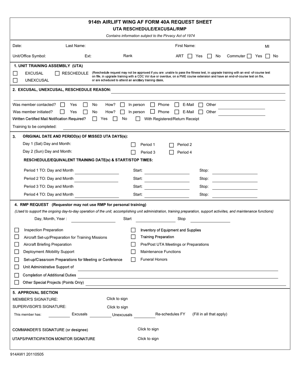 914 AW Form 1 - Fill Out, Sign Online and Download Fillable PDF ...