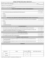 AFSC Form 500-2 &quot;Work Control Document Checklist&quot;