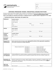 Form LIIB-305 Unfired Pressure Vessel Industrial Board Petition - Pennsylvania