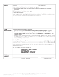 Form LIIB-305 Unfired Pressure Vessel Industrial Board Petition - Pennsylvania, Page 2