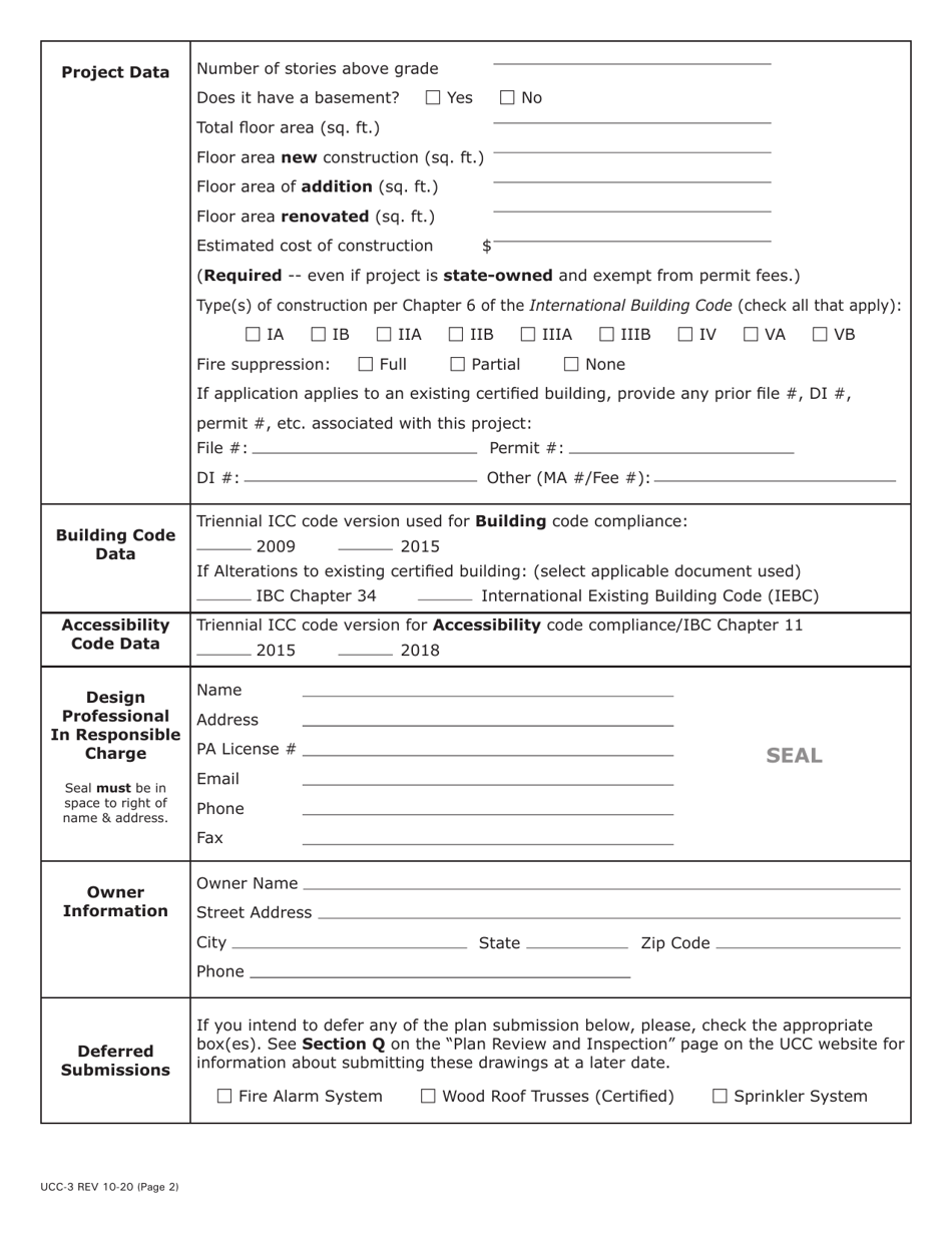 Form UCC-3 Application for Ucc Building Permit - Pennsylvania, Page 2