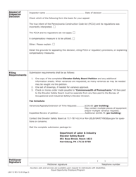 Form LIIB-112 Elevator Safety Board Petition - Pennsylvania, Page 2