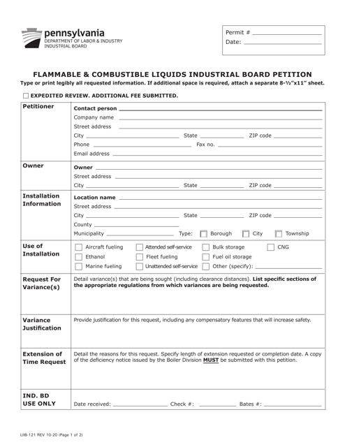 Form LIIB-121  Printable Pdf