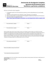 Formulario CS-0660-SP Declaracion De Divulgacion Completa: Opciones De Permanencia Para Familiares O Parientes Cuidadores - Tennessee (Spanish)