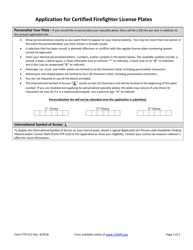 Form VTR-311 Application for Certified Firefighter License Plates - Texas, Page 2