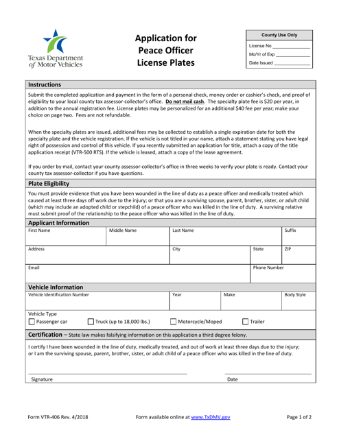 Form VTR-406  Printable Pdf