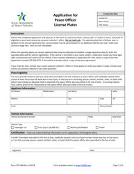 Form VTR-406 Application for Peace Officer License Plates - Texas