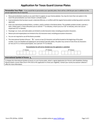 Form VTR-139 Application for Texas Guard License Plates - Texas, Page 2