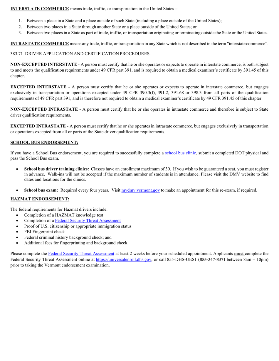 Form VL-031 Application for Commercial License / Permit - Vermont, Page 4