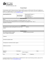 Document preview: DOH Form 630-101 Therapist Report - Washington