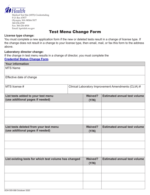 DOH Form 505-088  Printable Pdf