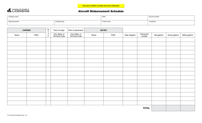 Form FT-441-848 Aircraft Disbursement Schedule - Washington