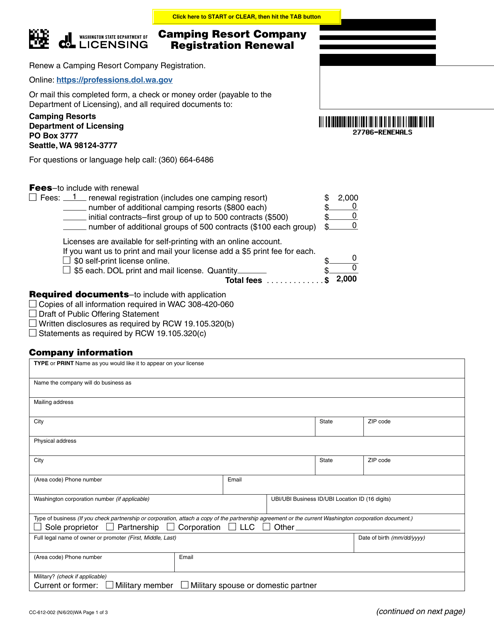 Form CC-612-002  Printable Pdf