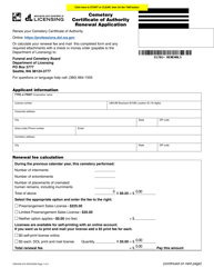 Form CEM-650-016 Cemetery Certificate of Authority Renewal Application - Washington