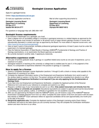 Form GEO-637-001 Geologist License Application - Washington