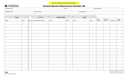Document preview: Form FT-441-860 Schedule 15B Terminal Operator Disbursement Schedule - Washington