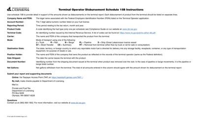 Form FT-441-860 Schedule 15B Terminal Operator Disbursement Schedule - Washington, Page 2