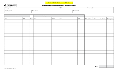 Document preview: Form FT-441-859 Schedule 15A Terminal Operator Receipts Schedule - Washington