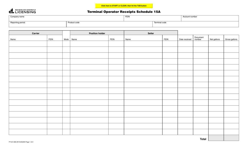Form FT-441-859 Schedule 15A  Printable Pdf