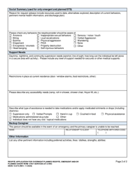 DSHS Form 10-572 Respite Application for Overnight Planned Respite (Oprs), Emergent and/or Planned Short-Term Stay Services at an Rhc - Washington, Page 2