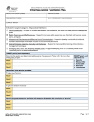 Document preview: DSHS Form 10-657 Initial Specialized Habilitation Plan - Washington