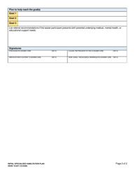 DSHS Form 10-657 Initial Specialized Habilitation Plan - Washington, Page 2