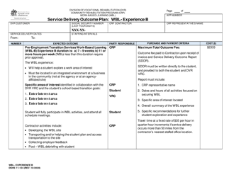 Document preview: DSHS Form 11-124 Service Delivery Outcome Plan: Wbl - Experience B - Washington