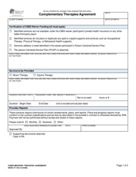 DSHS Form 27-194 Complementary Therapies Agreement - Washington