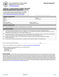 Document preview: Form PSP-24 Company License Reinstatement Request - Texas
