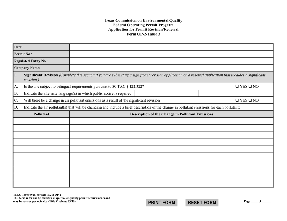 Form OP-2 (TCEQ-10059) Application for Permit Revision / Renewal - Texas, Page 10
