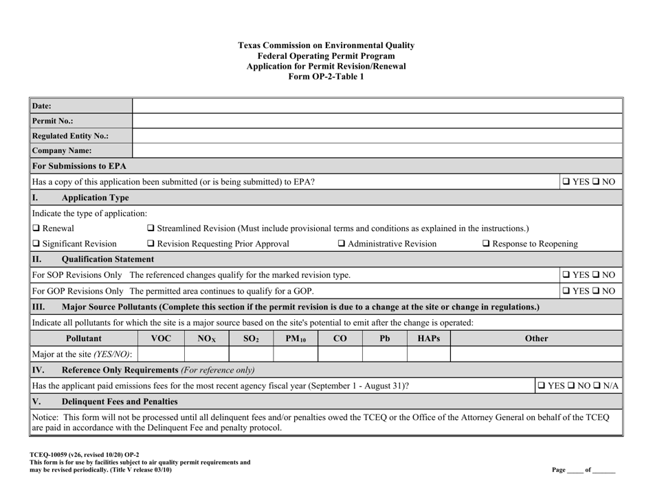 Form OP-2 (TCEQ-10059) Application for Permit Revision / Renewal - Texas, Page 8