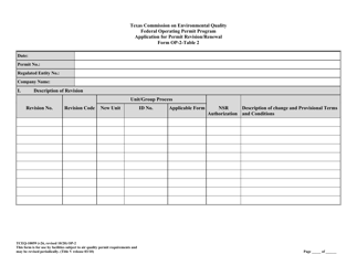 Form OP-2 (TCEQ-10059) Application for Permit Revision/Renewal - Texas, Page 9