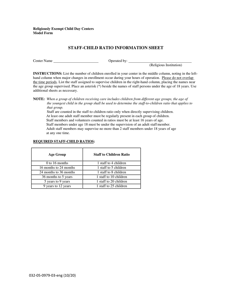 Form 032-05-0979-03-ENG Staff-Child Ratio Information Sheet - Virginia, Page 1