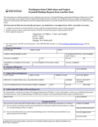 DCYF Form 23-041 Washington State Child Abuse and Neglect Founded Findings Request From Another State - Washington