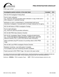 Document preview: Form DOC02-014 Prea Investigation Checklist - Washington