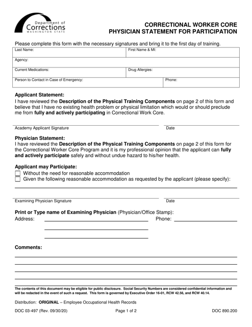 Form DOC03-497  Printable Pdf