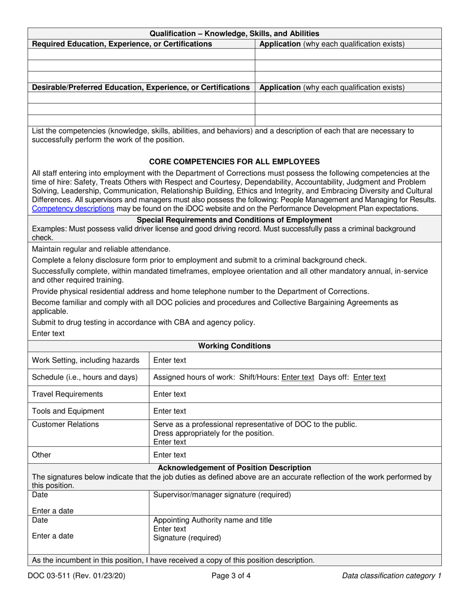 Form DOC03-511 Position Description - Information Technology - Washington, Page 3