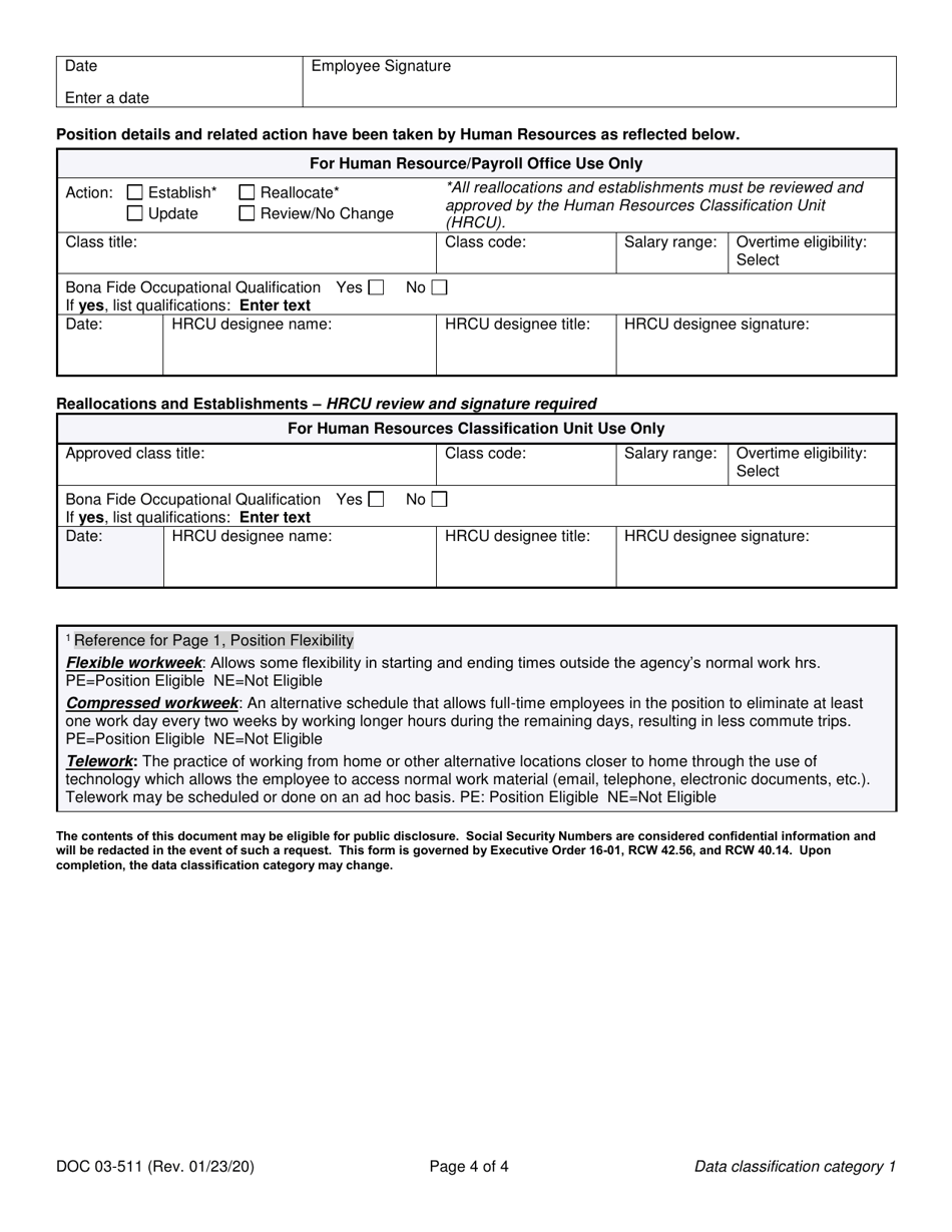 Form DOC03-511 Position Description - Information Technology - Washington, Page 4