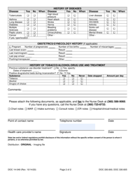 Form DOC14-049 Boarder Health History Screening - Washington, Page 2