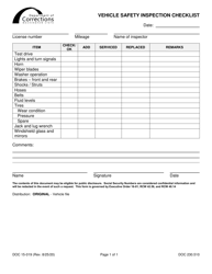 Document preview: Form DOC15-019 Vehicle Safety Inspection Checklist - Washington