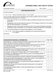 Form DOC21-417 Extended Family Visit Facility Action - Washington