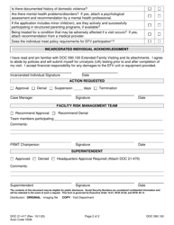 Form DOC21-417 Extended Family Visit Facility Action - Washington, Page 2