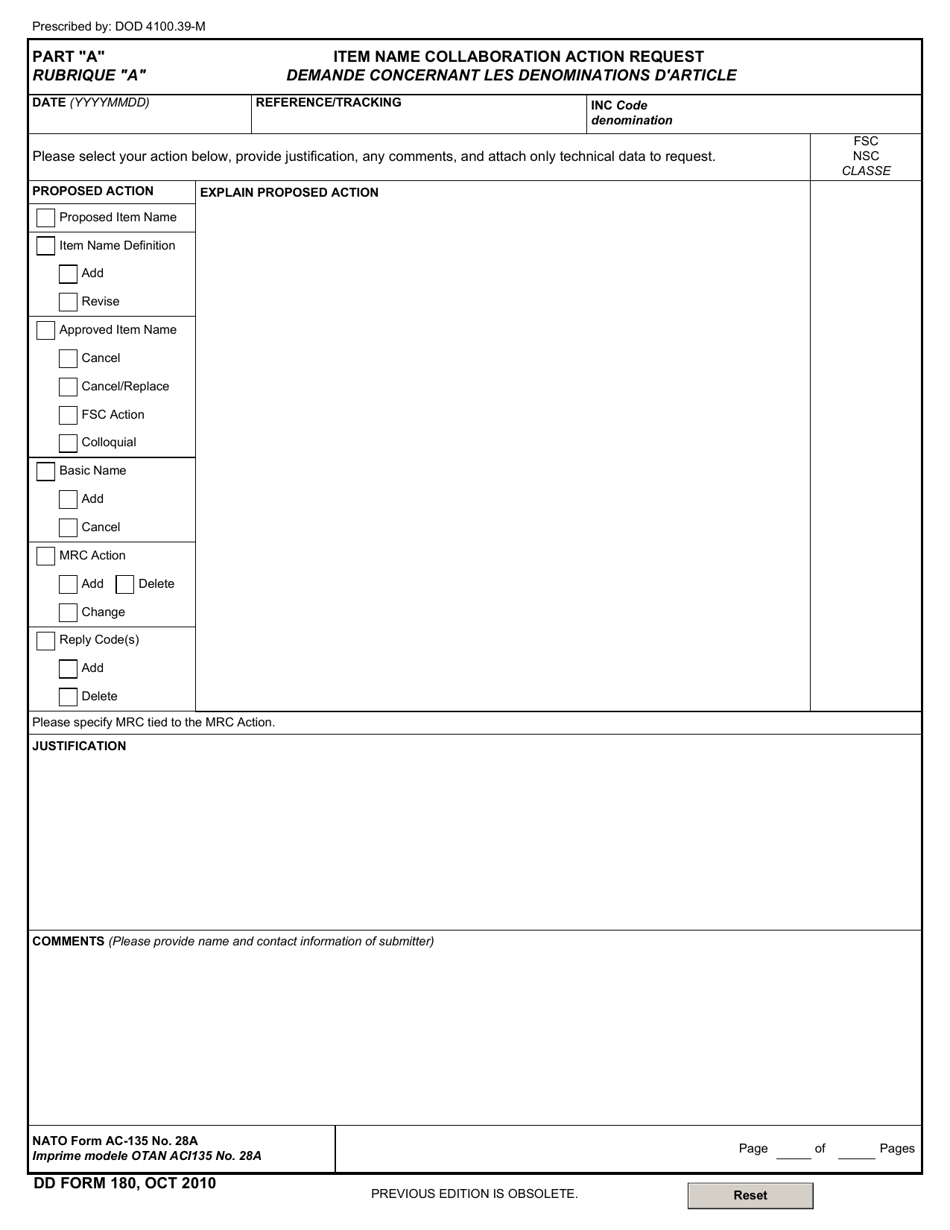 DD Form 180 - Fill Out, Sign Online and Download Fillable PDF ...