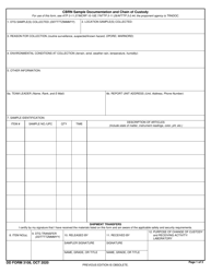 DD Form 3108 Cbrn Sample Documentation and Chain of Custody