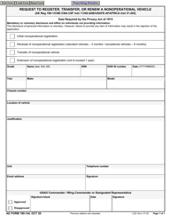 Document preview: AE Form 190-1AI Request to Register, Transfer, or Renew a Nonoperational Vehicle