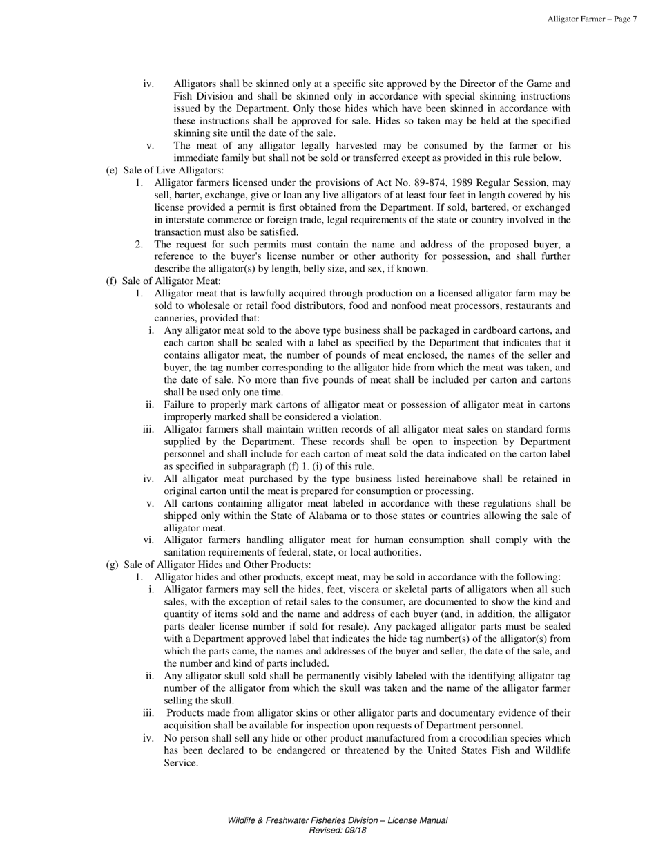 Alligator Farmer License - Alabama, Page 7