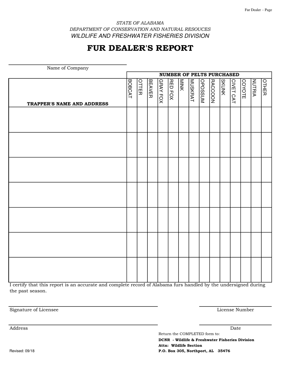Alabama Fur Dealer License Fill Out, Sign Online and Download PDF