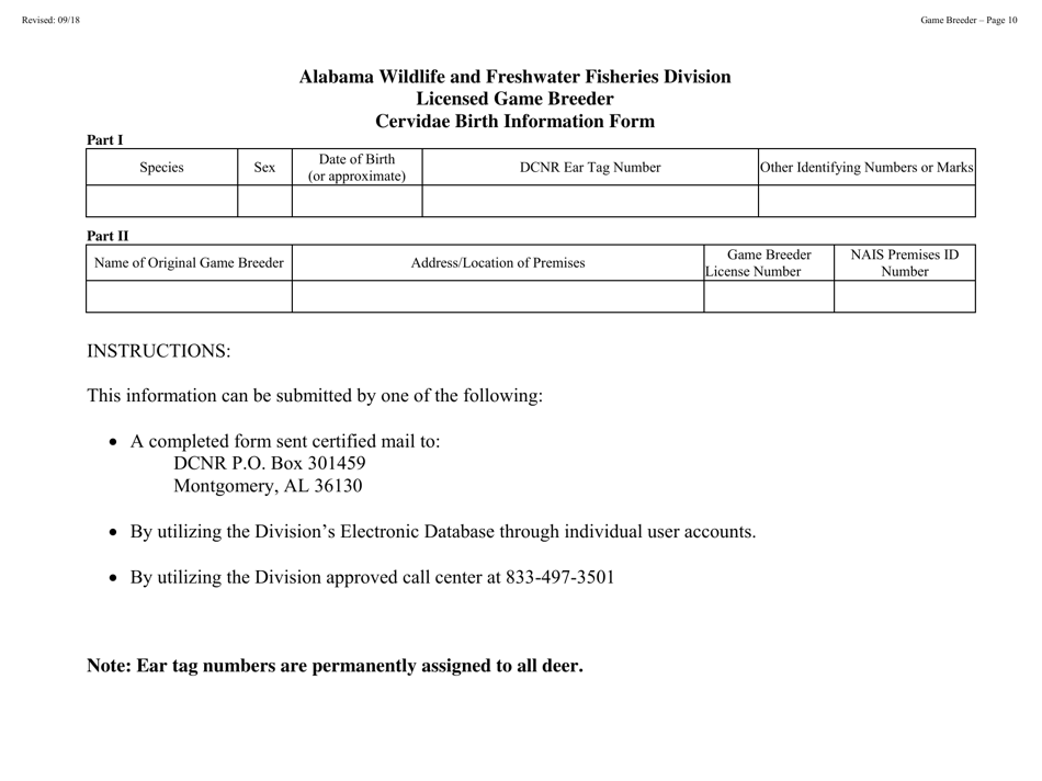 Game Breeder License - Alabama, Page 10