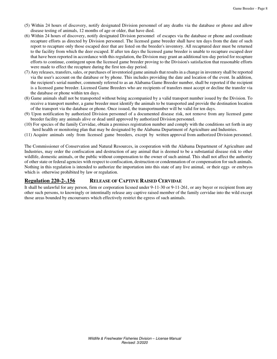 Game Breeder License - Alabama, Page 8