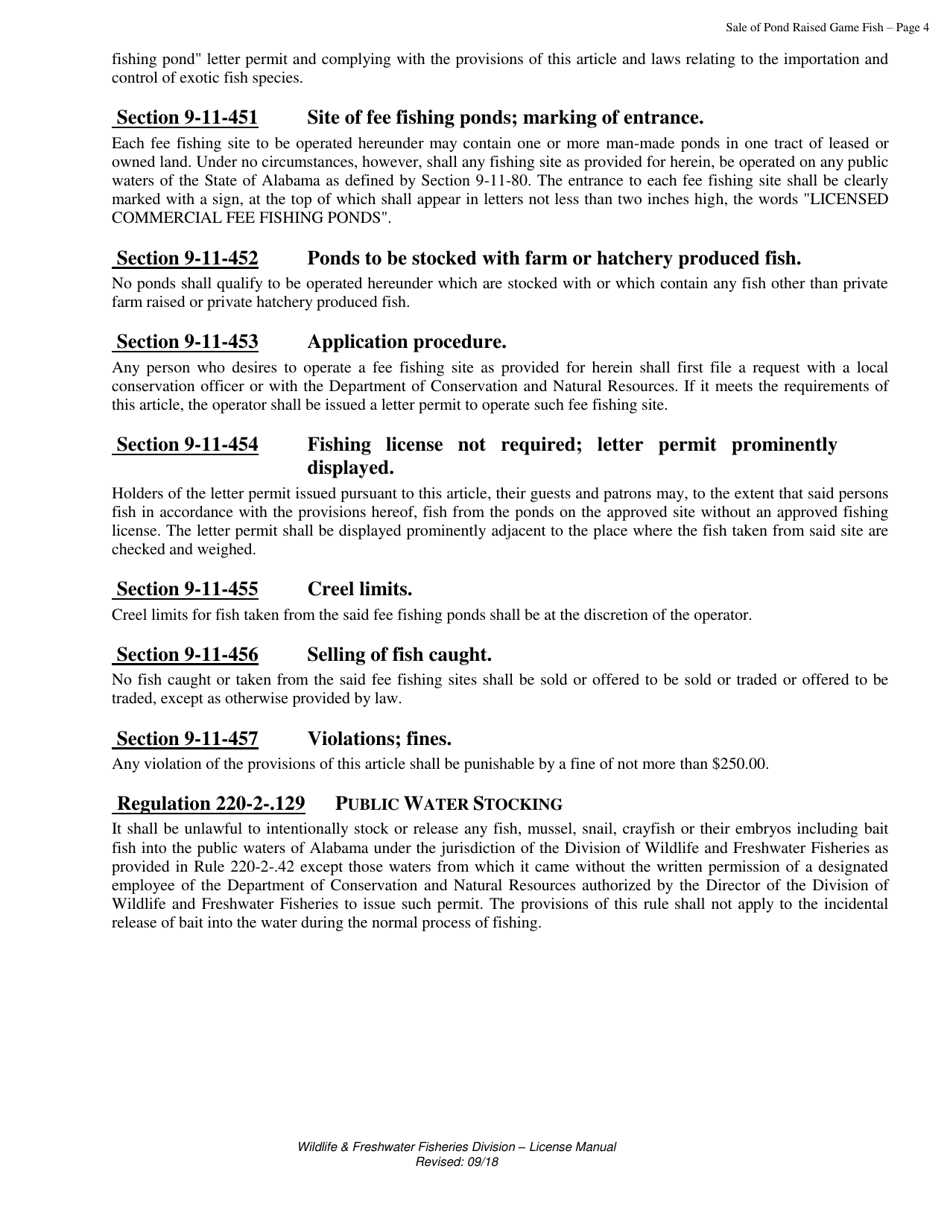 Sale of Pond Raised Game Fish Permit - Alabama, Page 4